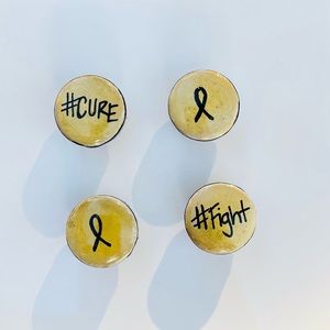 Gold Childhood Cancer Ribbon Mini Magnets SET OF 4 - Fridge Magnets